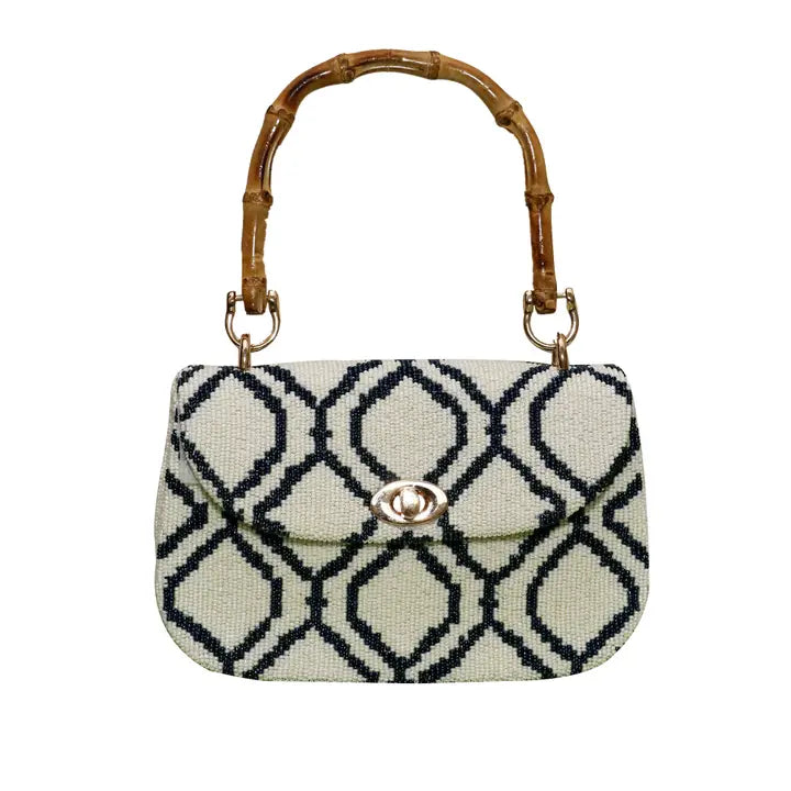 Tatiana Beaded Handbag with Bamboo Handle