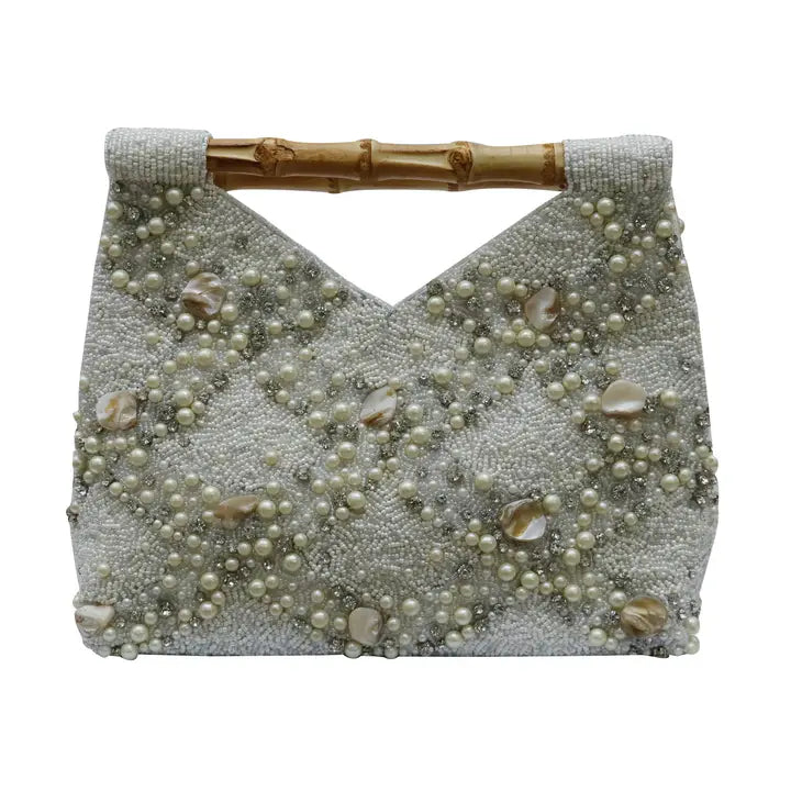 Tatiana Beaded Handbag with Bamboo Handle