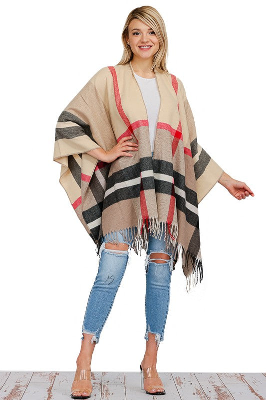 Elle Plaid Poncho