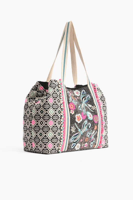 Dragonfly Embellished Tote