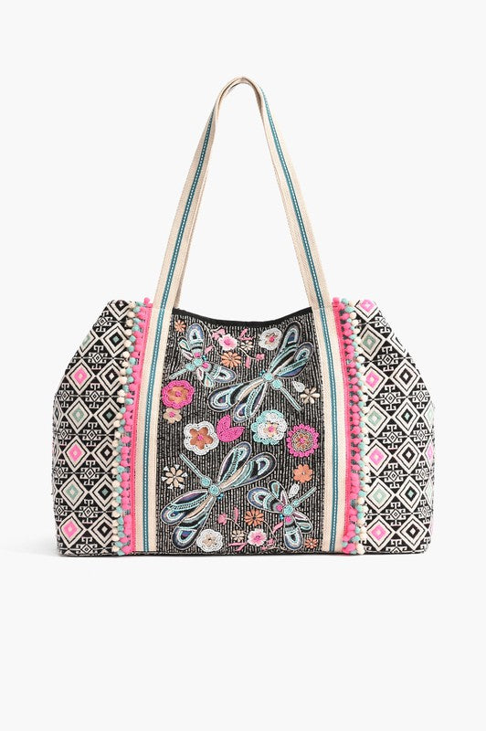 Dragonfly Embellished Tote