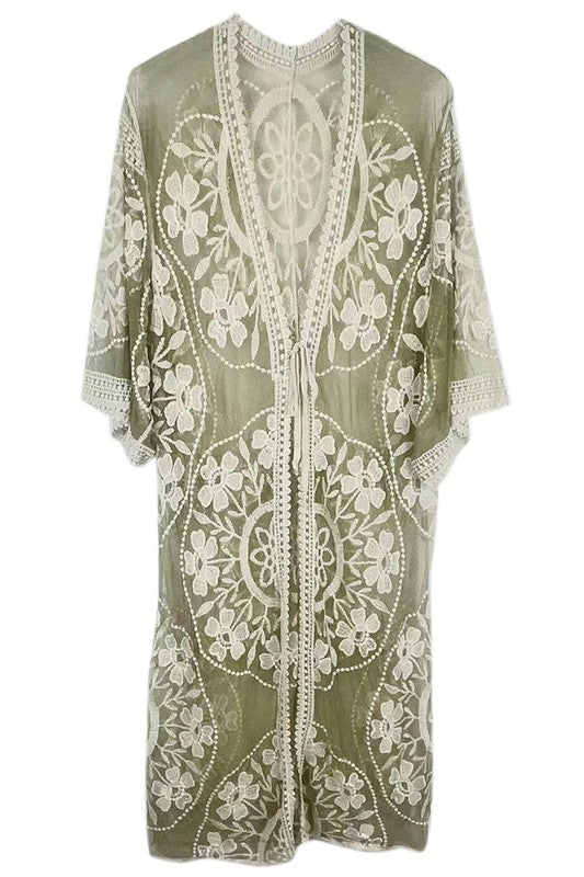 Fawn Floral Lace Kimono