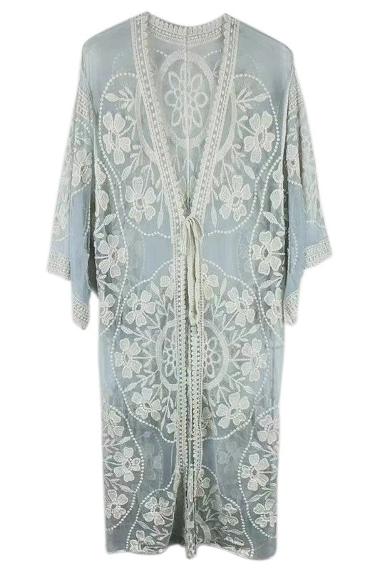 Fawn Floral Lace Kimono
