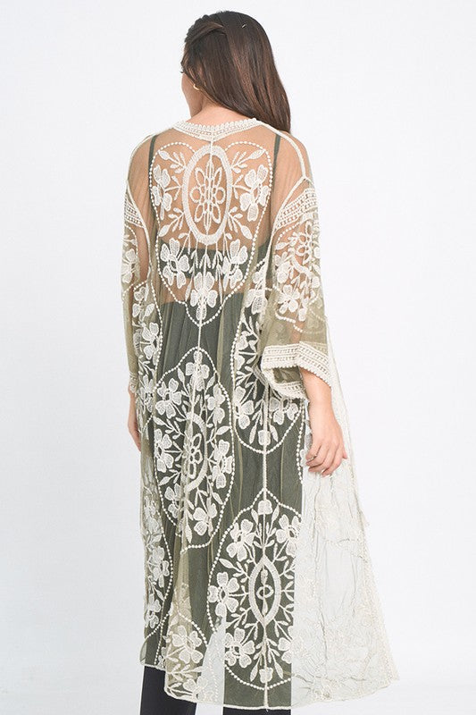 Fawn Floral Lace Kimono