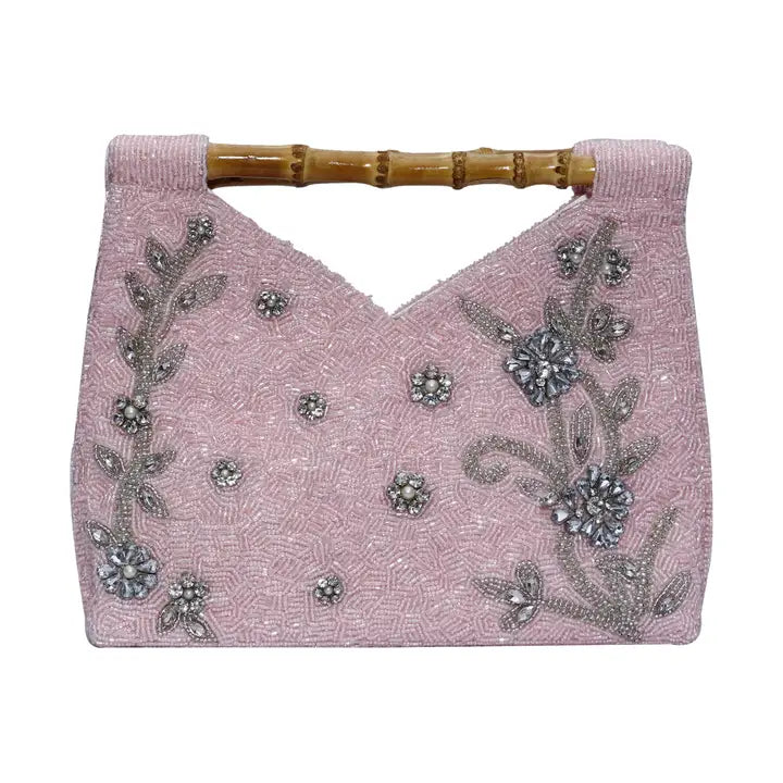 Tatiana Beaded Handbag with Bamboo Handle
