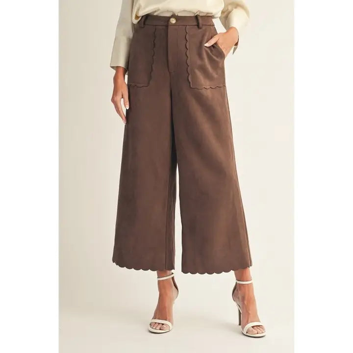 Suede Scallop Pants