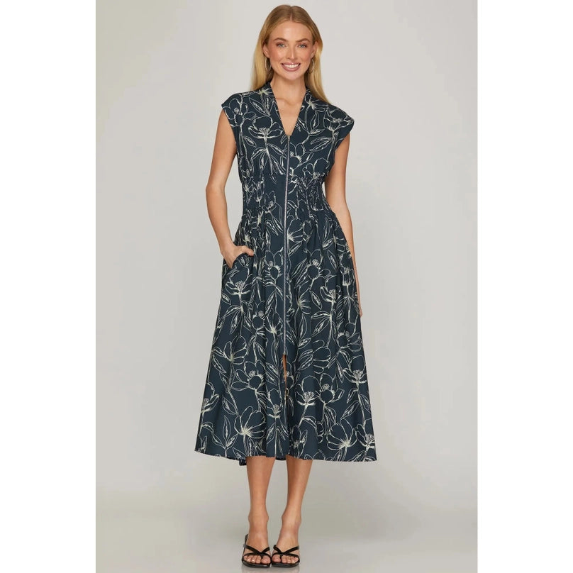 Nellie Navy Zipper Dress