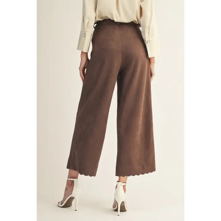 Suede Scallop Pants