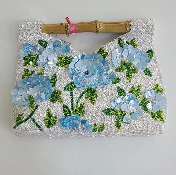 Tatiana Beaded Handbag with Bamboo Handle