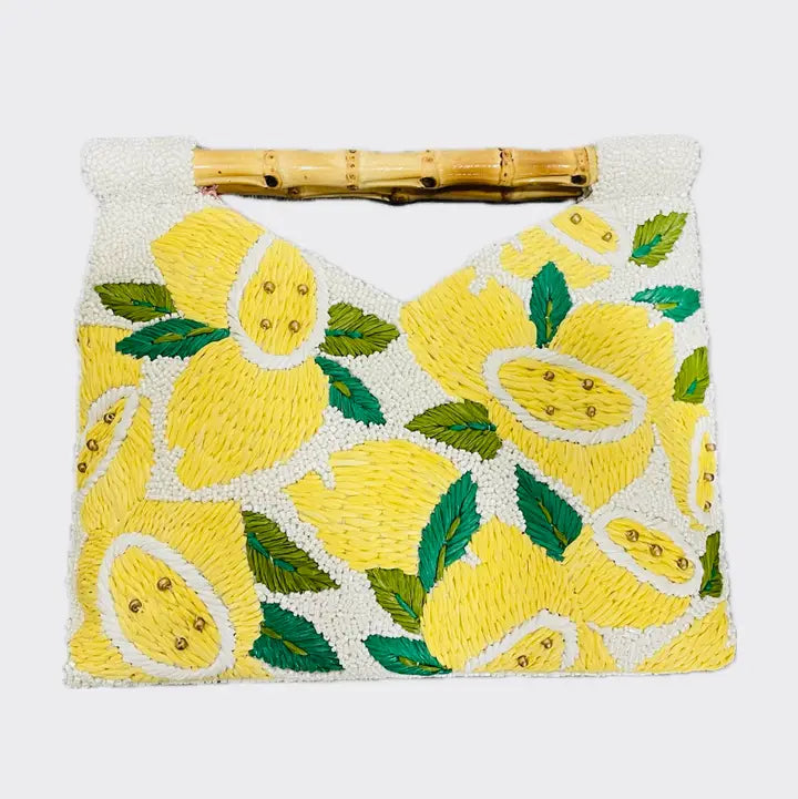 Tatiana Beaded Handbag with Bamboo Handle