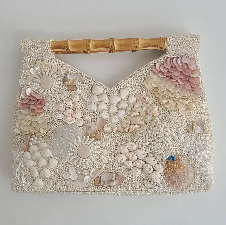 Tatiana Beaded Handbag with Bamboo Handle