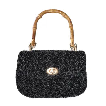 Tatiana Beaded Handbag with Bamboo Handle