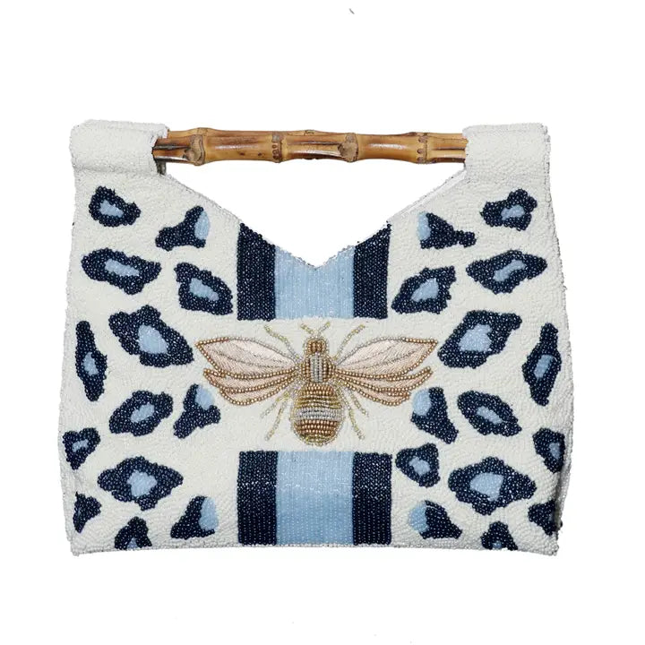 Tatiana Beaded Handbag with Bamboo Handle