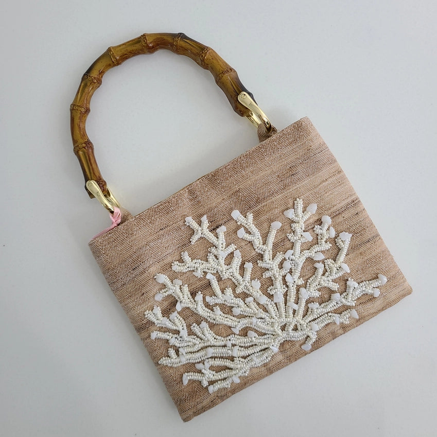 Tatiana Beaded Handbag with Bamboo Handle
