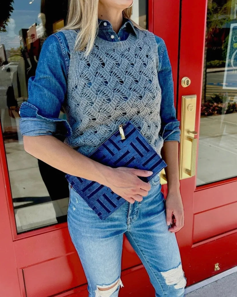 Cushette Basket Weave Clutch