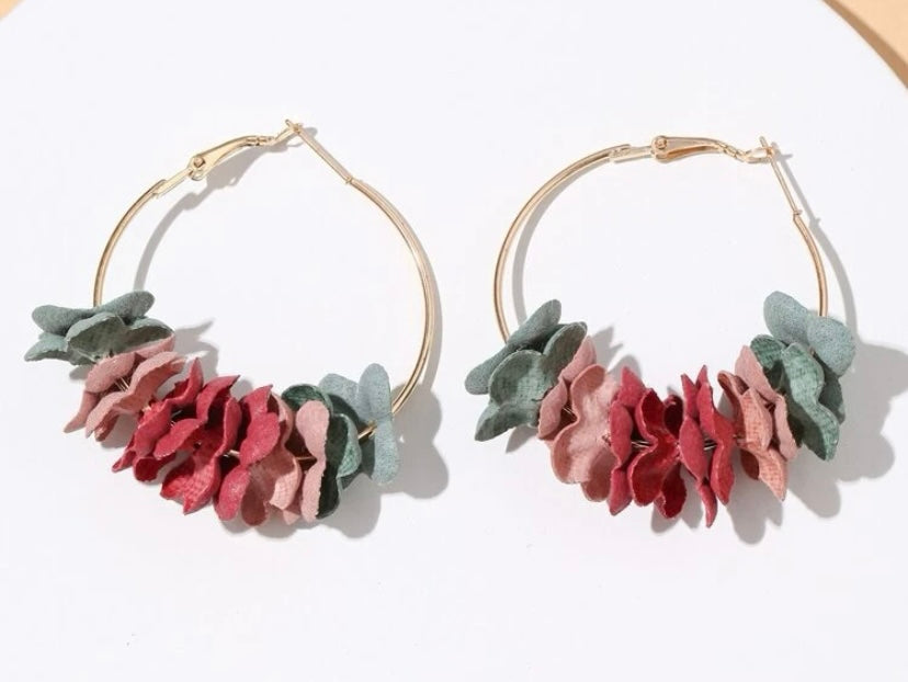 Flower Petals Hoop Earrings