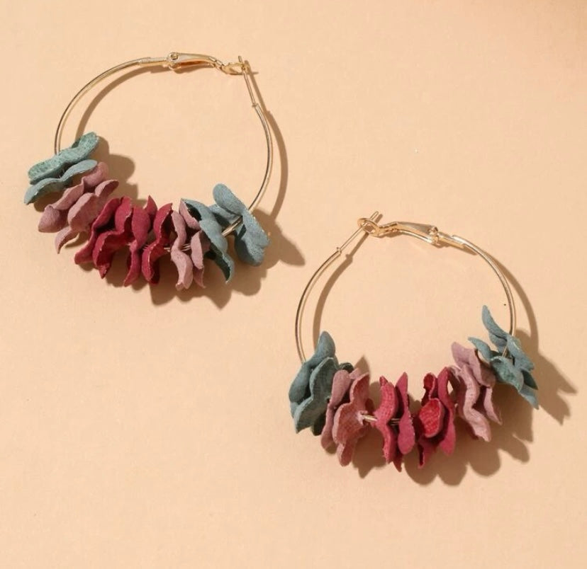 Flower Petals Hoop Earrings