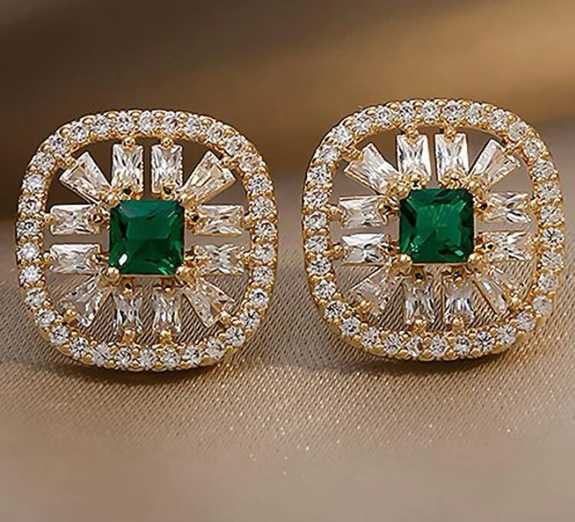 Evelyn Emerald Diamond Studs