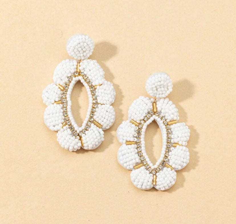 Coco White Beaded Earrings