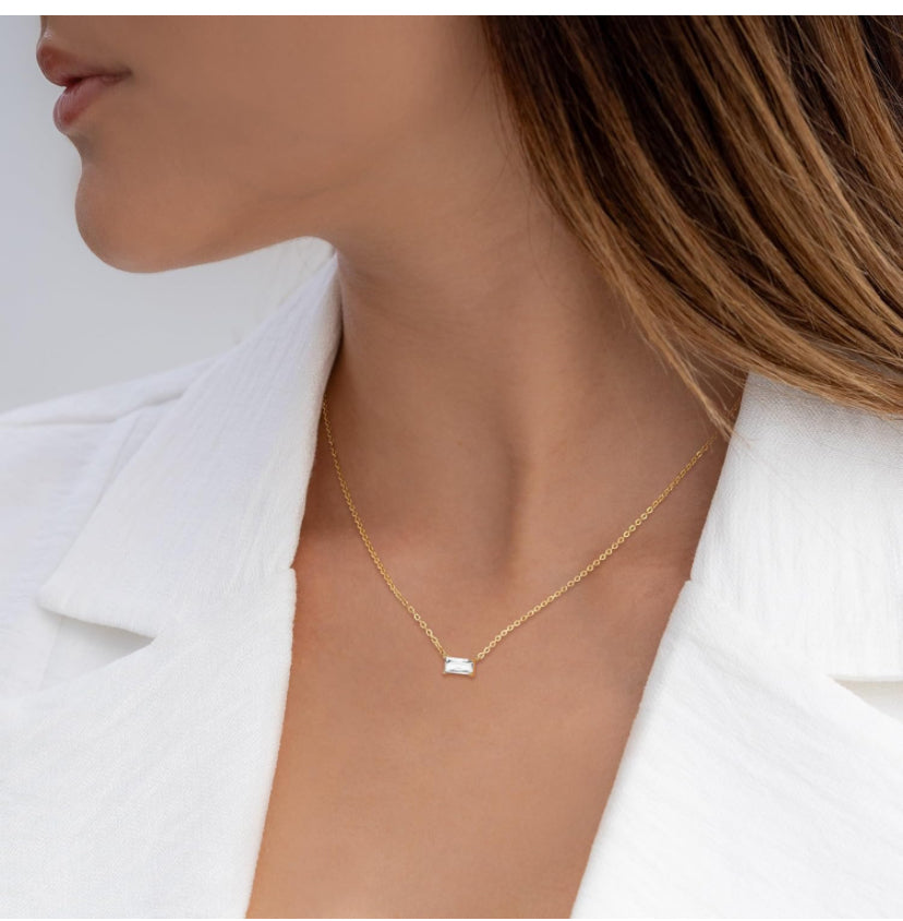 Ellie Emerald Cut Pendant Necklace