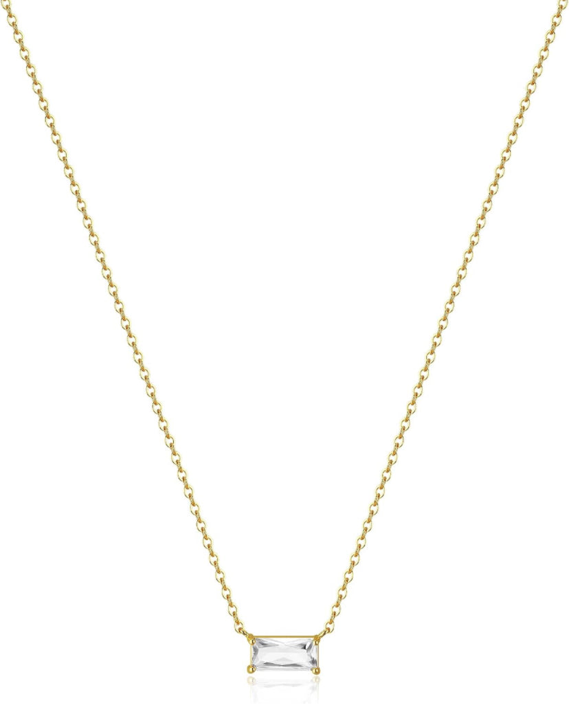 Ellie Emerald Cut Pendant Necklace