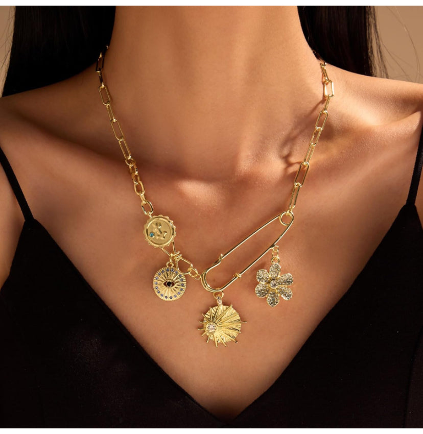 Poppy Gold Charm Necklace