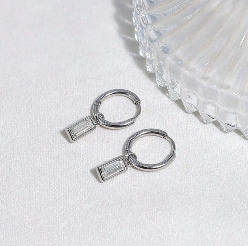 Alana Emerald Cut Hoop Earrings