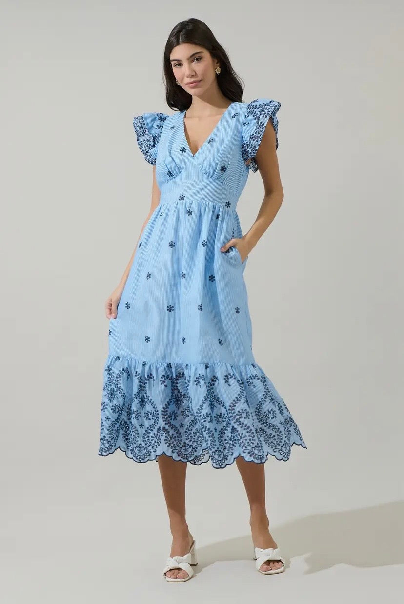 Ophelia Blue Eyelet Dress