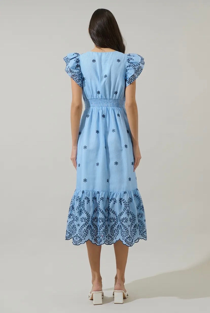 Ophelia Blue Eyelet Dress