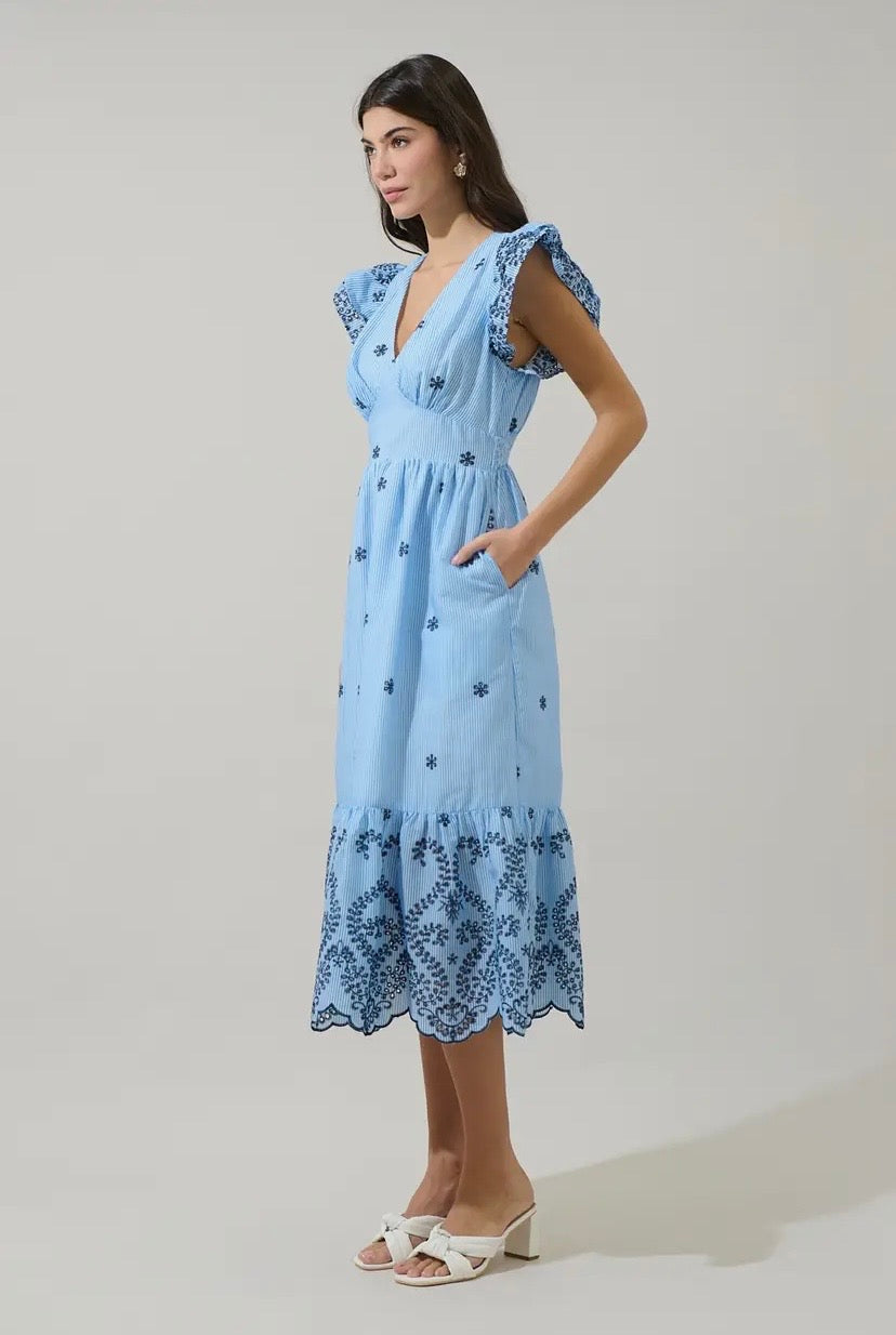 Ophelia Blue Eyelet Dress