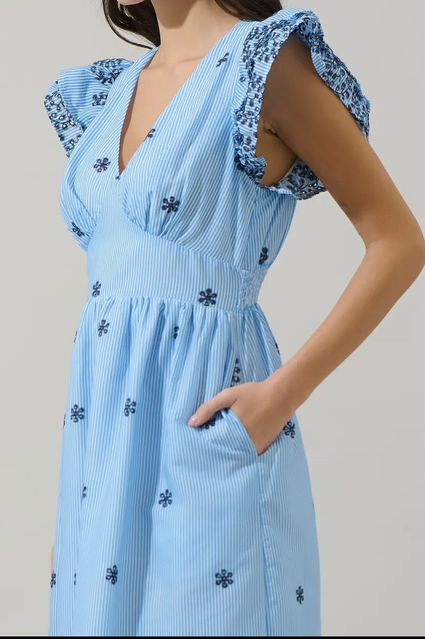 Ophelia Blue Eyelet Dress