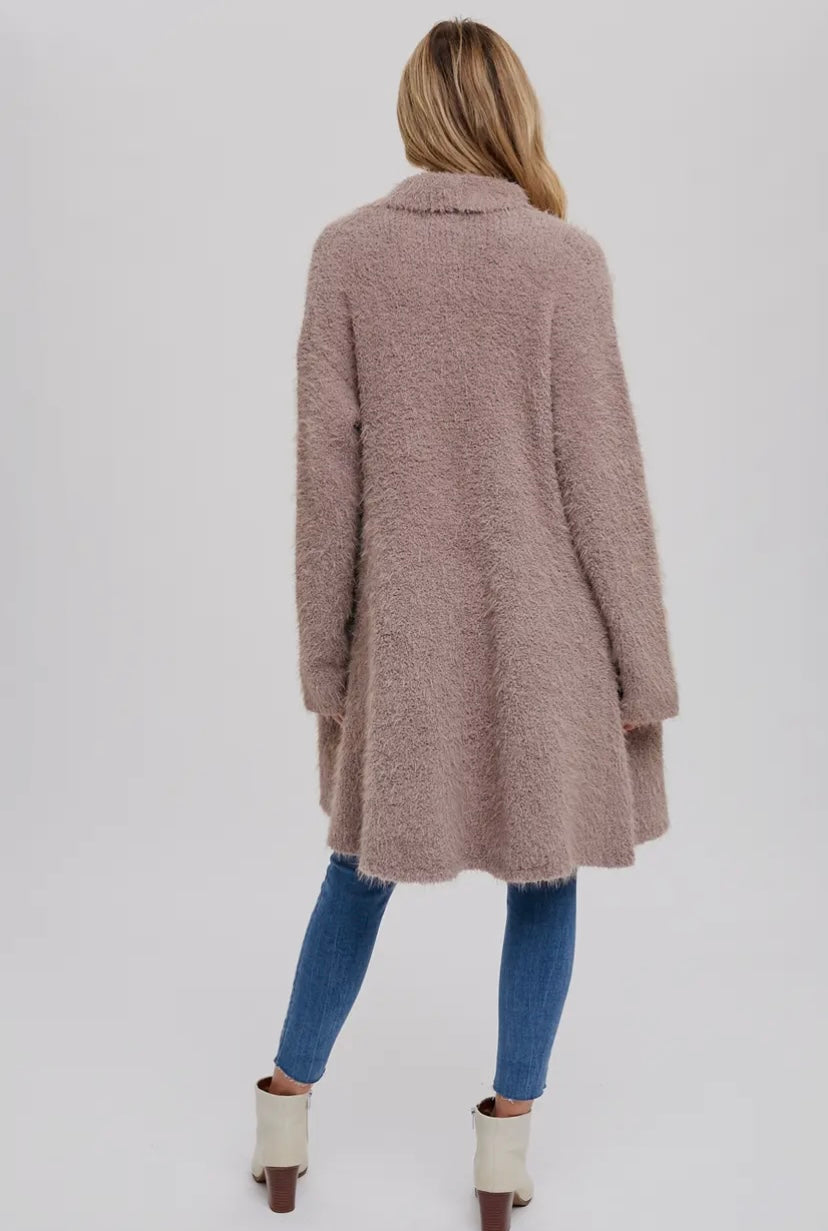 Soft Fuzzy Drape Front Cardigan