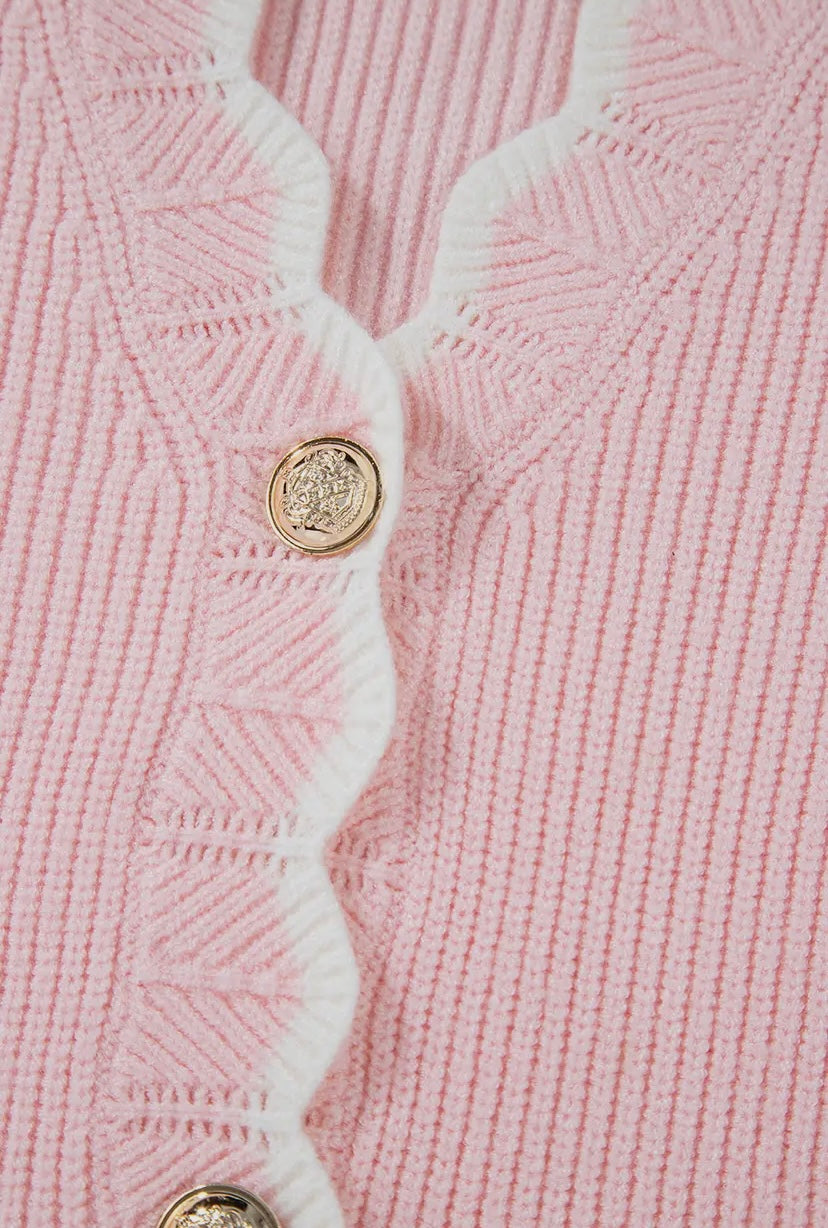 Rosa Pink Scalloped Edge Cardigan