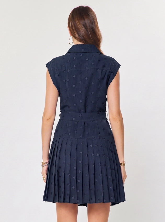 Nancy Navy Polka Dot Tie Dress
