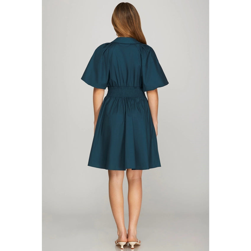 Sally Sea Green Zipper Dress