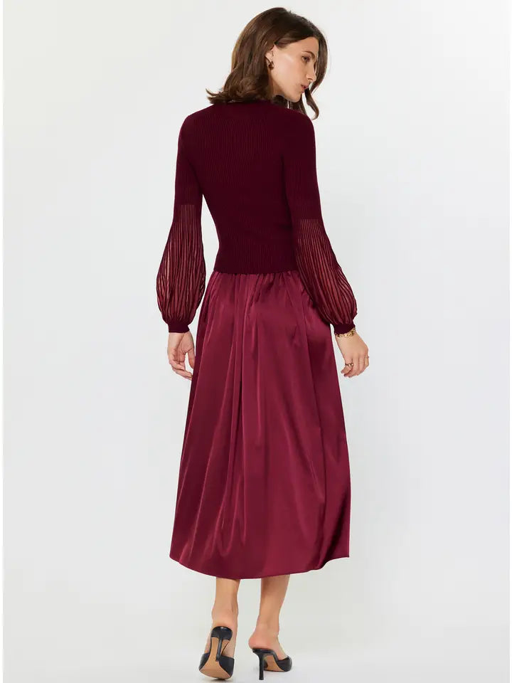 Bordeaux Cami Dress w/ Sweater