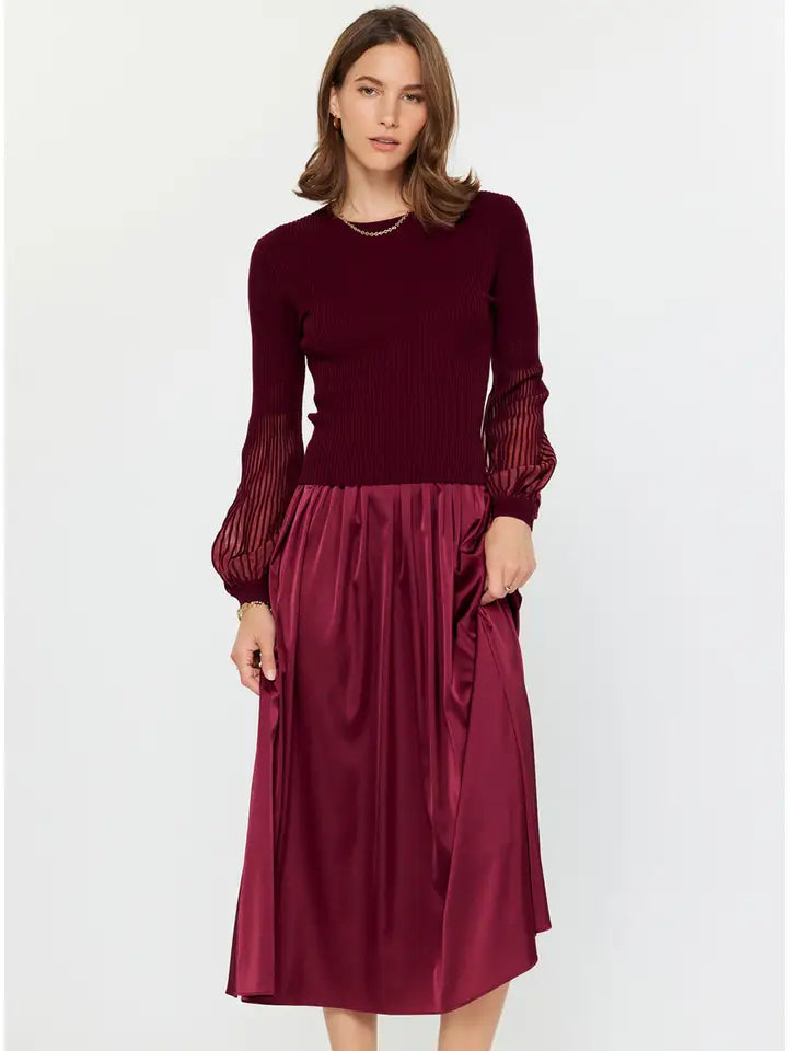 Bordeaux Cami Dress w/ Sweater