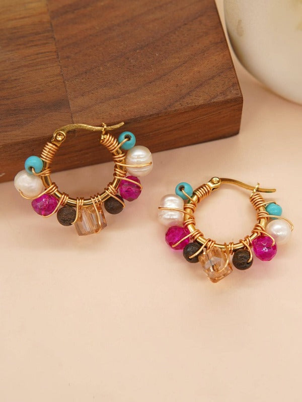 Bailey Colorful Beaded Hoops