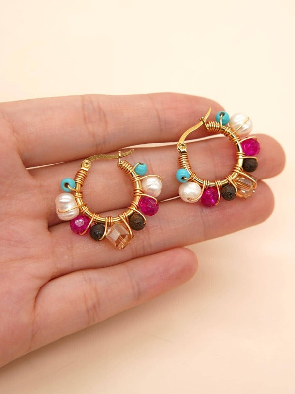 Bailey Colorful Beaded Hoops