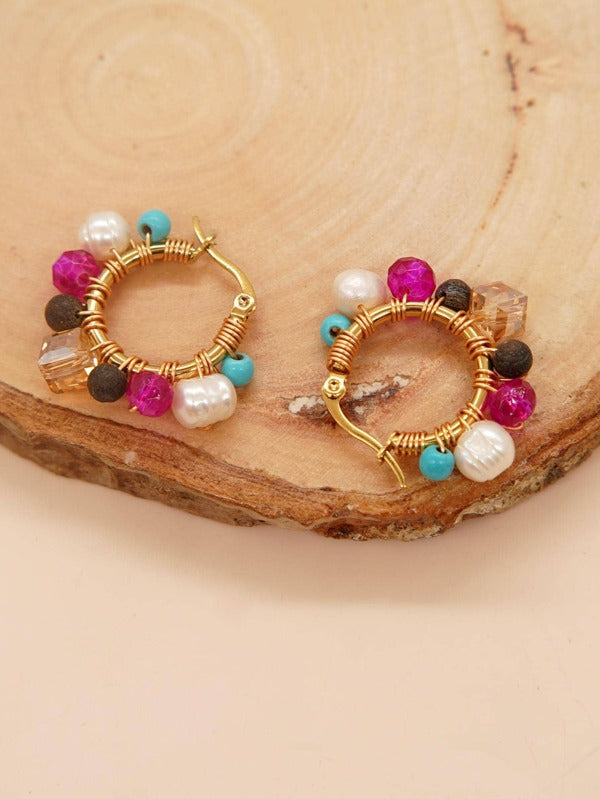Bailey Colorful Beaded Hoops