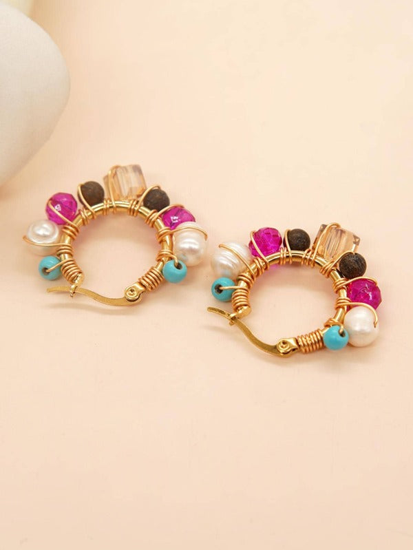 Bailey Colorful Beaded Hoops