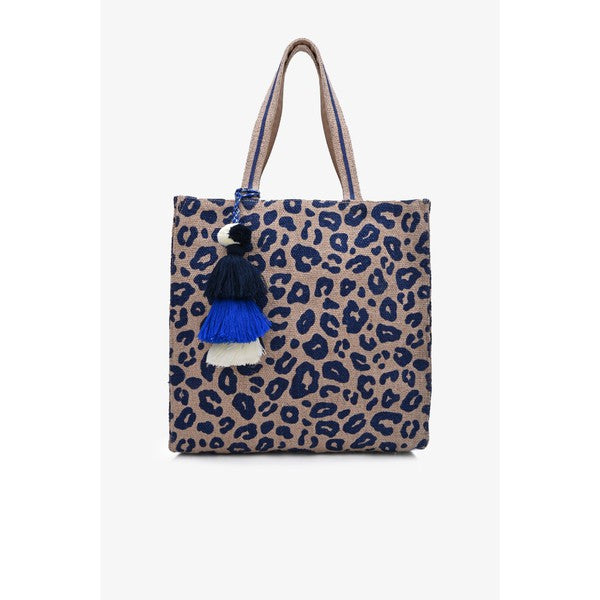 Calissa Cobalt Blue Cheetah Tote
