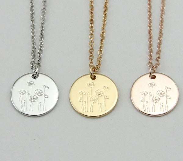 Poppy Flower Pendant Necklace