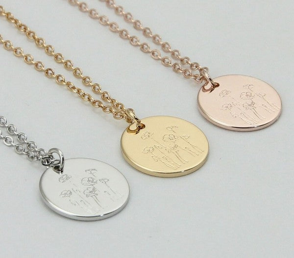 Poppy Flower Pendant Necklace