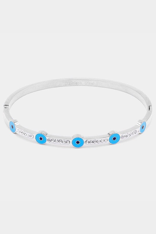 Evil Eye Rhinestone Bangle
