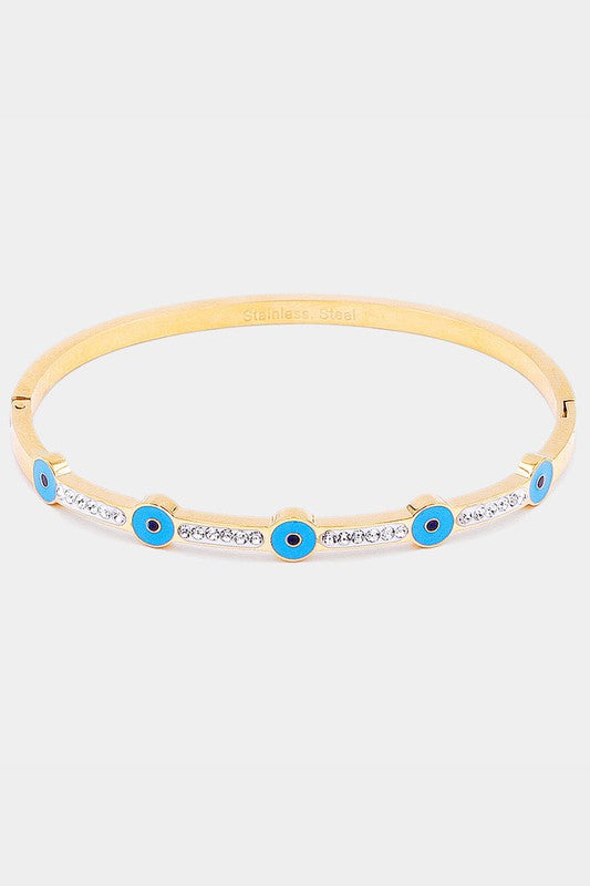 Evil Eye Rhinestone Bangle