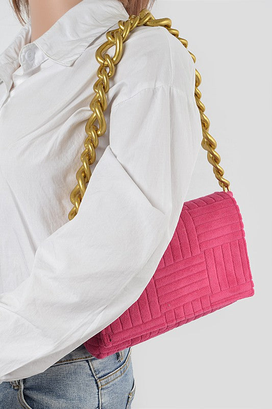 Elsa Micro Suede Chain Clutch