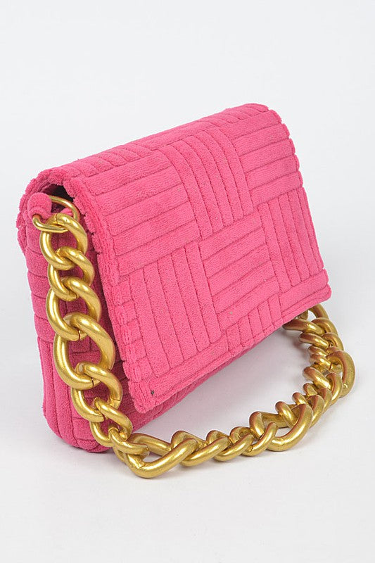 Elsa Micro Suede Chain Clutch