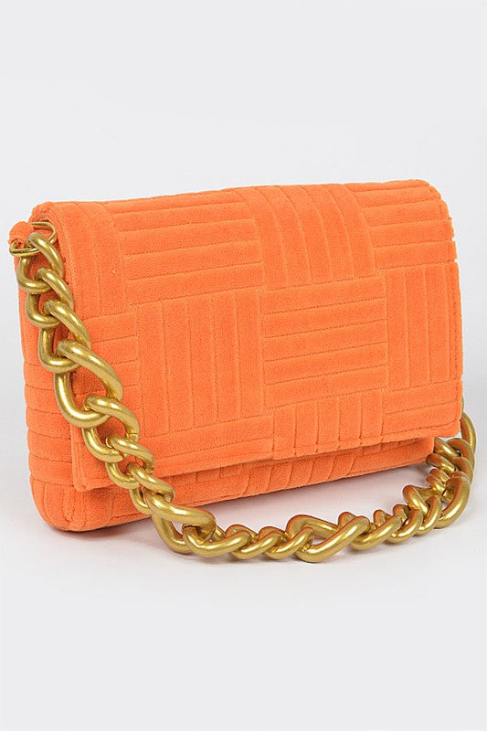 Elsa Micro Suede Chain Clutch