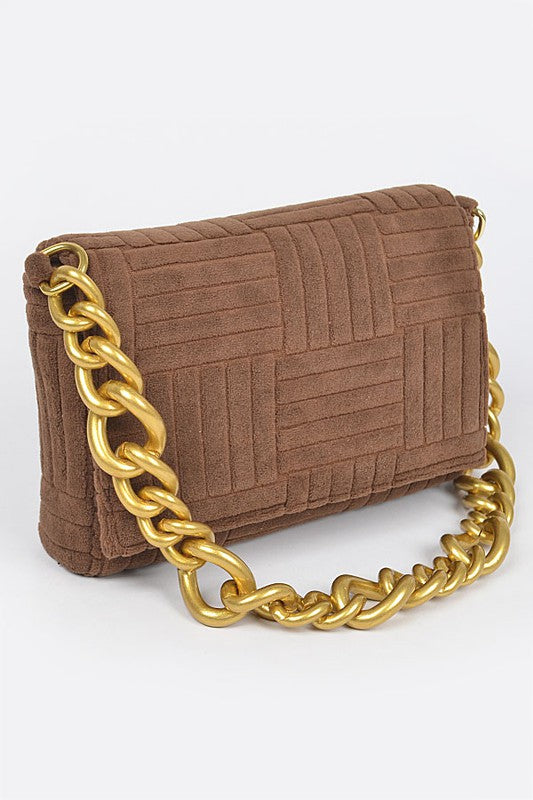 Elsa Micro Suede Chain Clutch